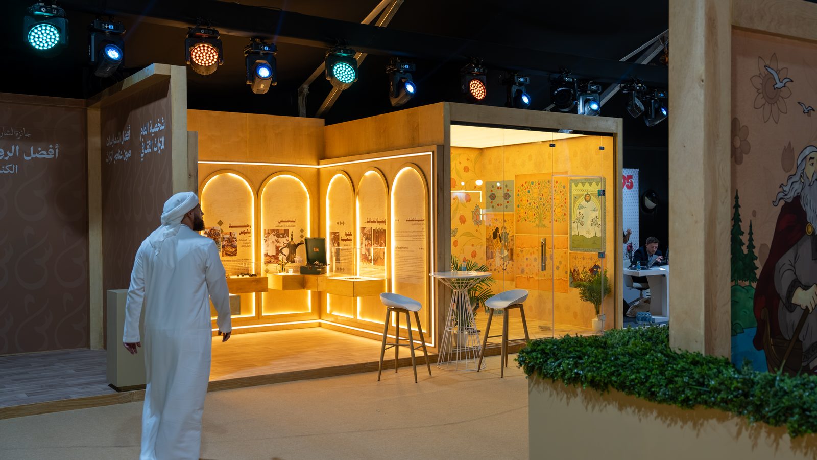 Lit exhibition room at the Sharjah International Narrator Forum 2026